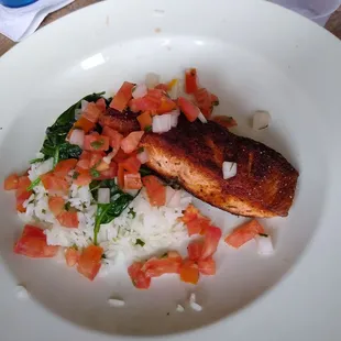 Atlantic salmon and Jasmin rice.