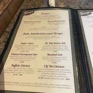 menu