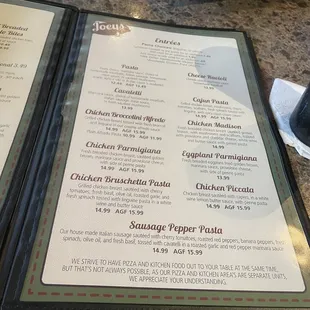 menu