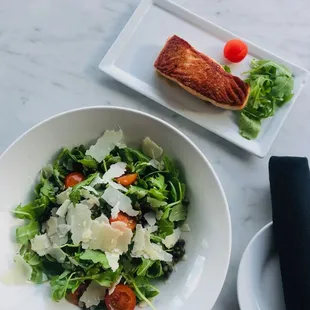 Arugula Salad with a side of salmon