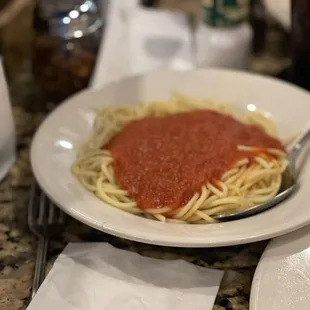 Generous portion of a side of spaghetti.