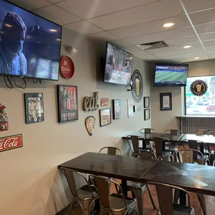 tables and chairs in a restaurant