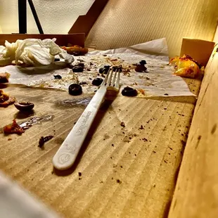 a slice of pizza left on the table