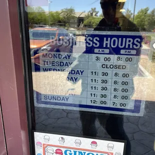 a sign in the window