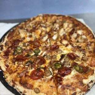 a pizza on a table