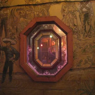 looking into the building