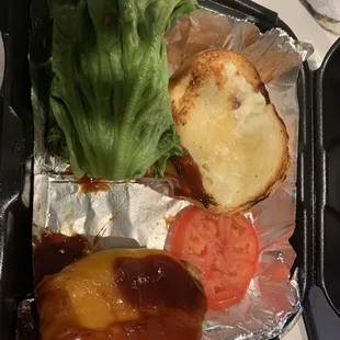 Bottom-less bun chicken sandwich.