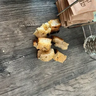 Stale &apos;croutons&apos;. Yum