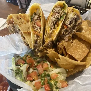 Pork quesadilla is delicious