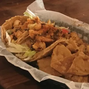Shrimp tacos surprisingly amazing.