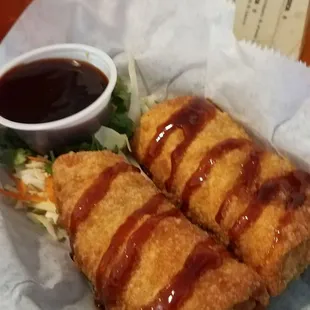 BBQ chicken egg rolls