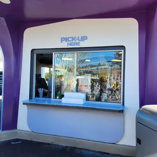 a purple and white building