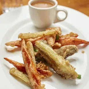 Vegetable tempura with housemade peanut sauce- this sauce is SO good.