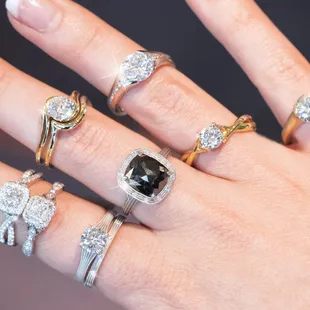 Unique and versatile engagement and wedding ring collection