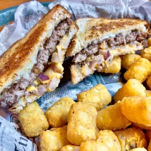 Patty Melt and Tater Tots