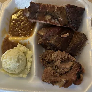 Brisket, ribs and tips