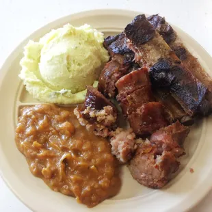 Ribs and sausage dinner