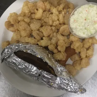 Special popcorn shrimp with sweet potato