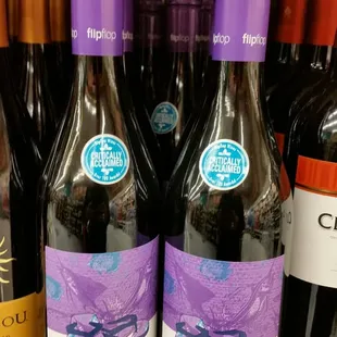 bottles of wine on a shelf