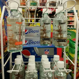 a display of jars of spices