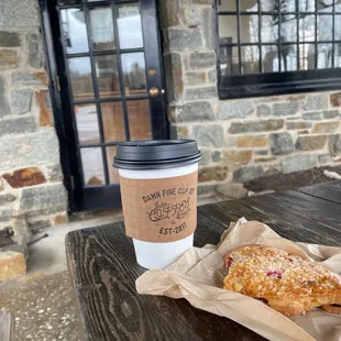 Cranberry orange scone and a small latte.