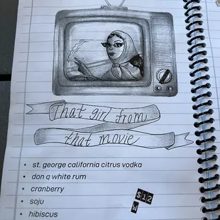 Cocktail Menu..  I had this delicious drink