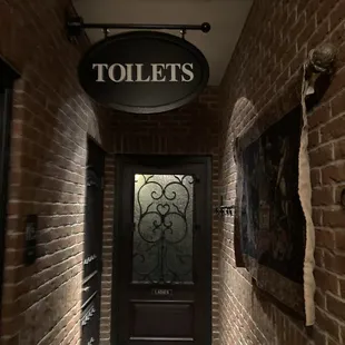 the entrance to the toilet