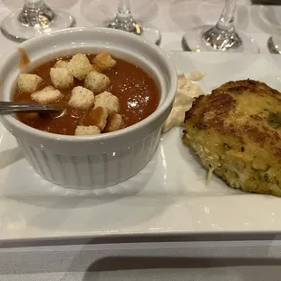 Gazpacho and crab cake