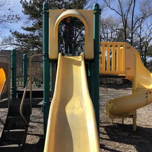 Two big slides and two smaller slides for the little little ones!