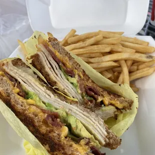 a sandwich and french fries