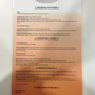 The menu