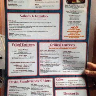 The menu.