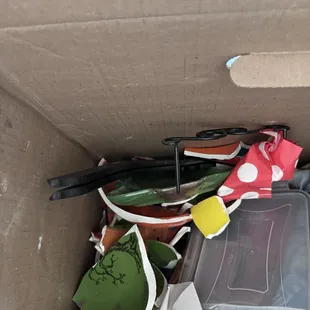 Glass platters just thrown in a box, of course they broke