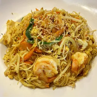 Singapore Noodles with shrimp.