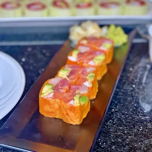 a plate of sushi