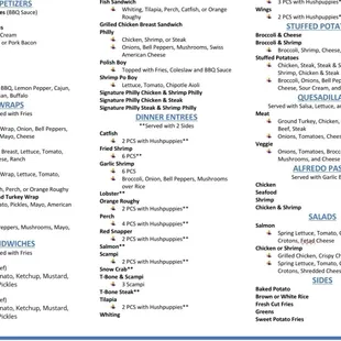 Dinner &amp; Lunch Menu