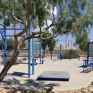 Fitness area near off street parking area