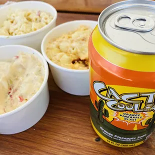 Potato Salad, Macaroni Salad, and Mac and Cheese. Cactus Cooler chaser.