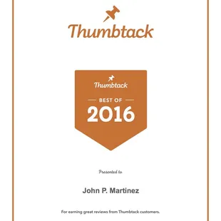 Thumbtack Award