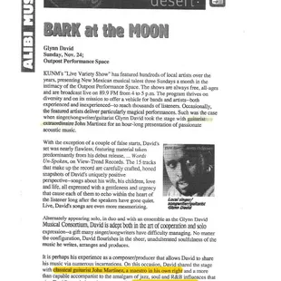 Article that called John Martinez &quot;Guitarist Extrordinaire&quot;