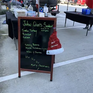 a chalkboard with a menu on it