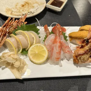 Botan shrimp, Uni, fresh scallop