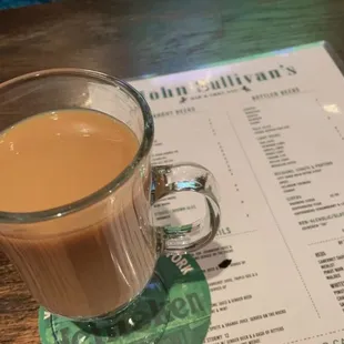 Irish coffee with a splash of Baileys