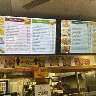 Menu as of April 2021