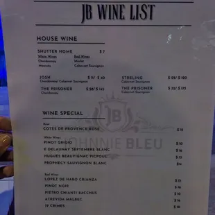 Wine list