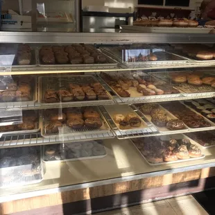 a display case full of donuts