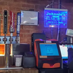 a bartender at the bar