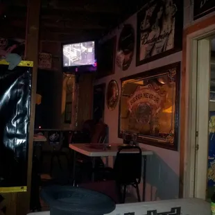 a television in the background