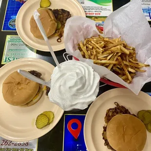 Onion burger and fries