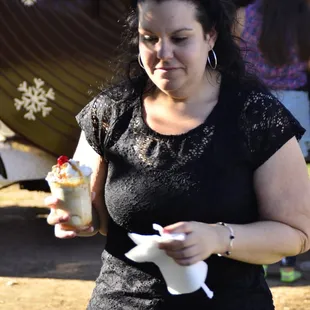 a woman eating ice cream